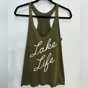 No Brand, Women’s, Racerback Tank, Green, Lake Life, Size L